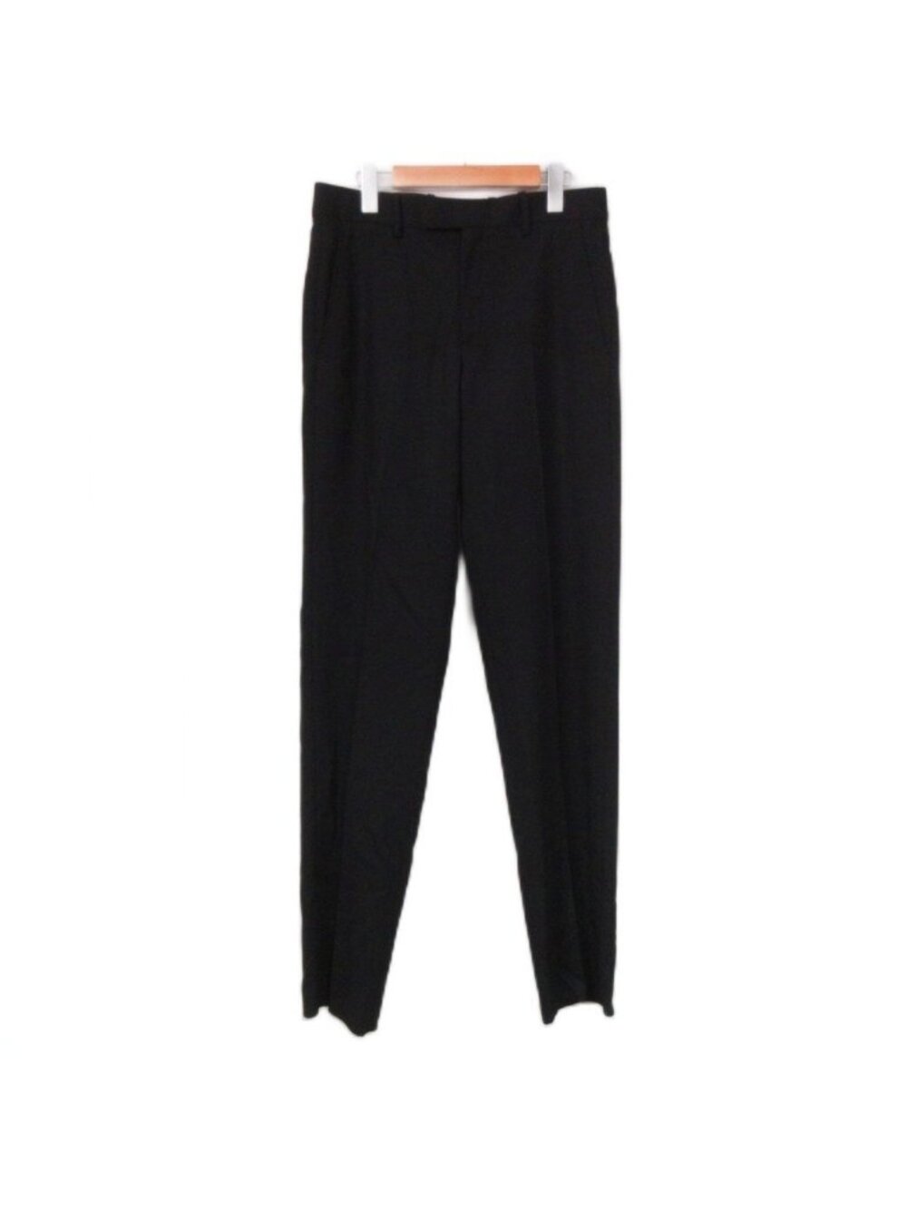 Loewe Tag Wool Trousers Pants Tapered Hem Untreated 46 Black